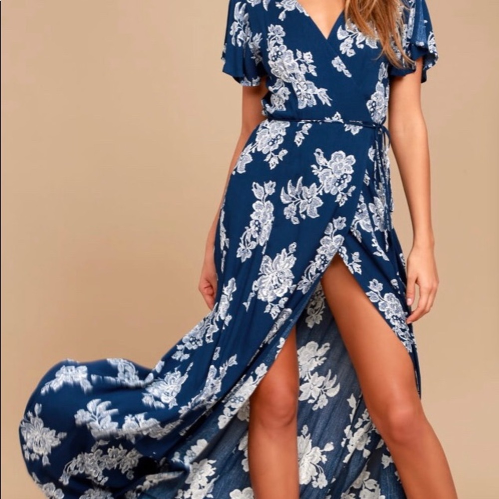 Lulus Heart of Marigold Floral Wrap Dress